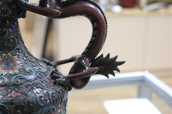 A Chinese cloisonne enamel and gilt bronze dragon handled ewer 29cm.